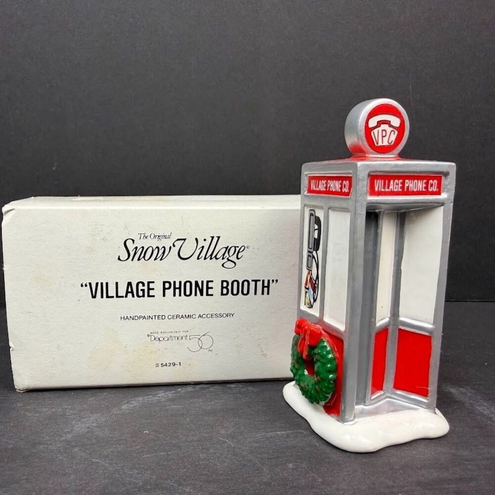 Department 56 Original Snow Village Phone Booth 5429-1, Retired, Excellent